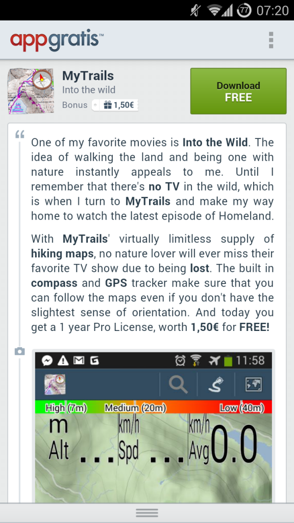 The promo blurb in AppGratis