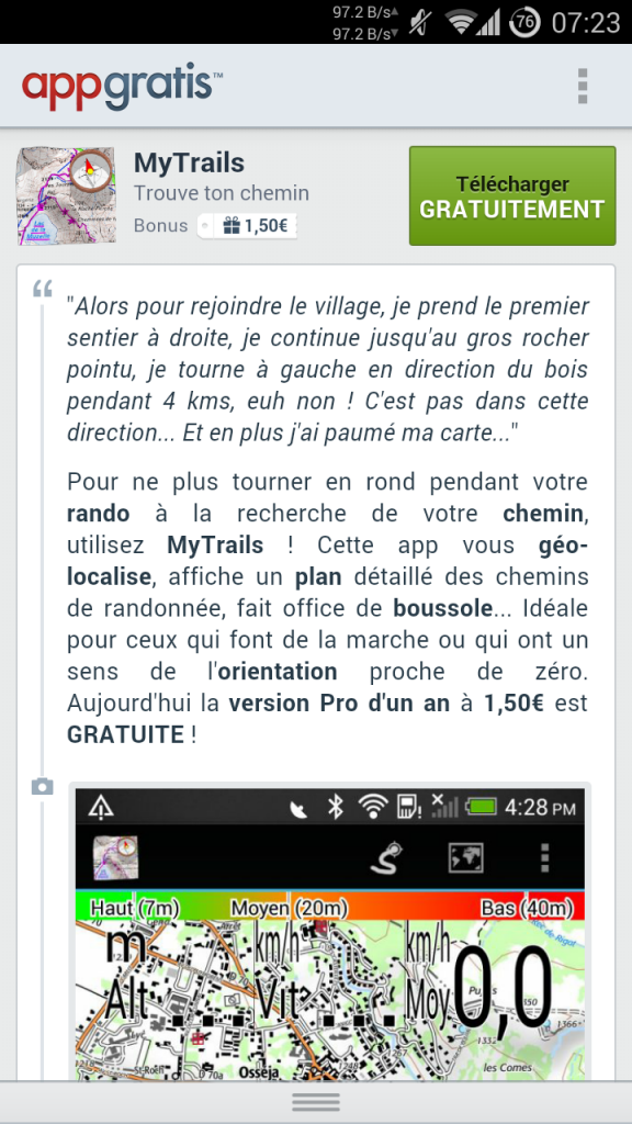 La description concoctée par AppGratis